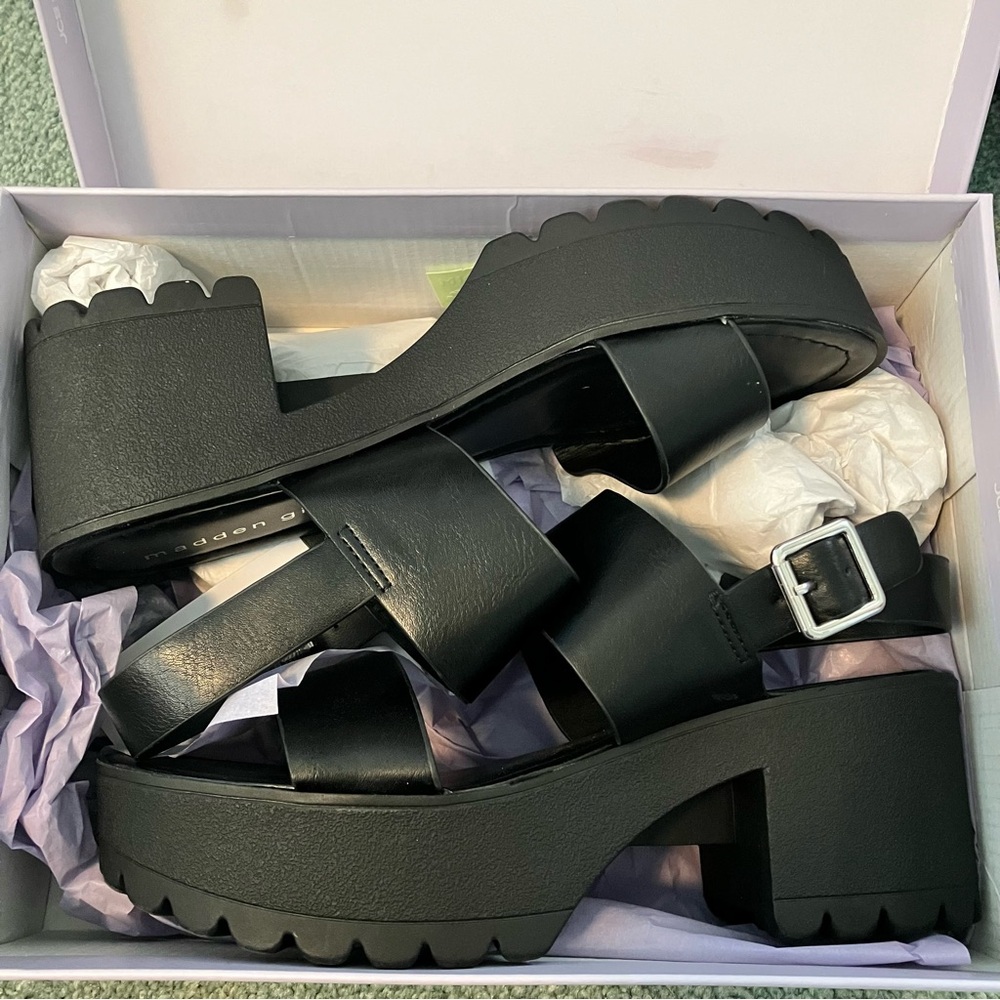 Madden Girl Coliee Black Platform Sandals